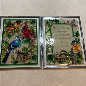 Hand painted stained glass bird decoration